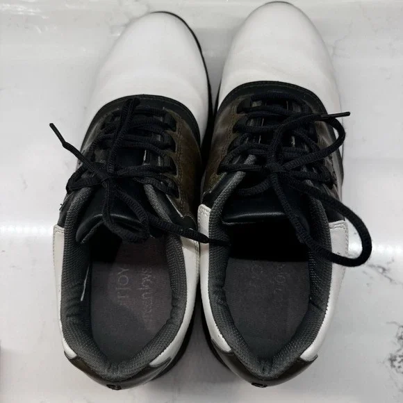 Footjoy Greenjoys Mens‎ 10.5 M Golf Shoes White Brown Saddle - Picture 12 of 15